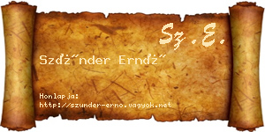 Szünder Ernő névjegykártya